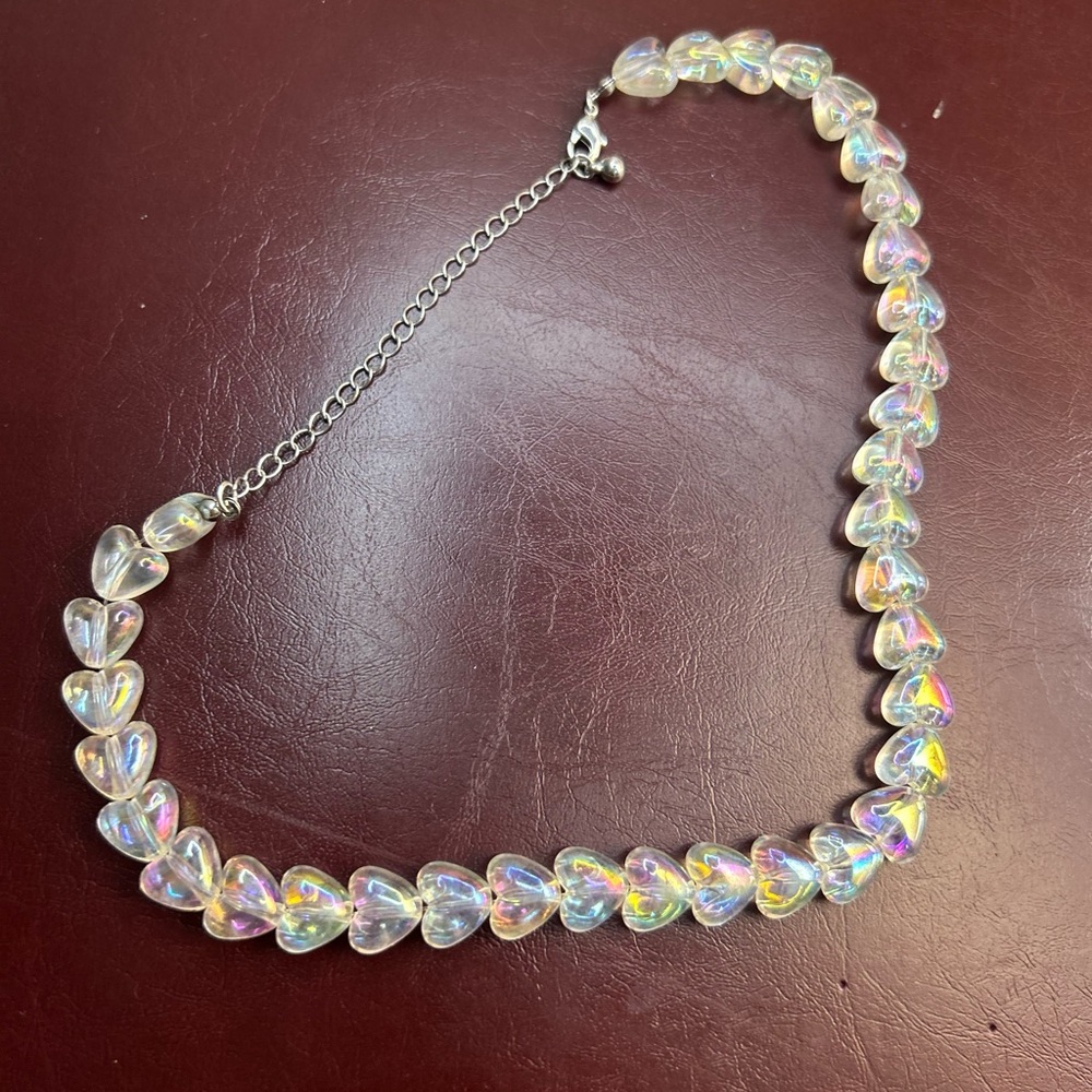 Iridescent Heart Necklace Choker